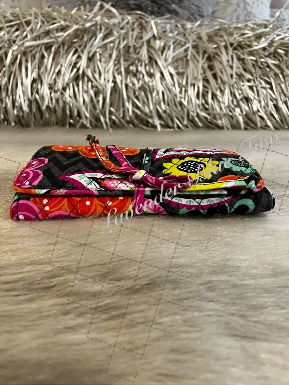 VERA BRADLEY Ziggy Zinnia  2014 All Wrapped Up Jewlery Roll Case  Orange Floral